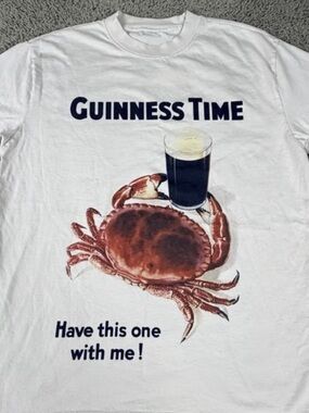 Gildan White "Guinness Time" Crab Graphic T-shirt